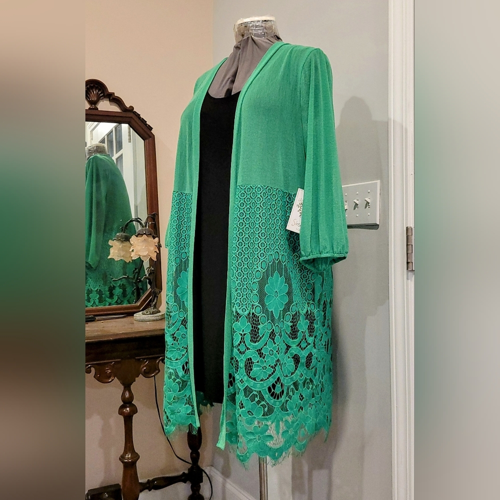 NWT 3X Grn/Blk Knee-Length Dress